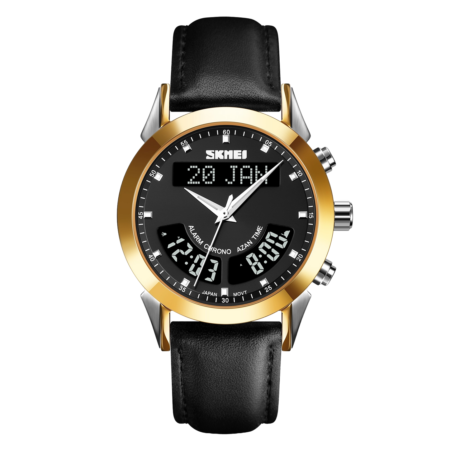 Wahran Muslim Prayer Watch with Leather Strap and Azan Alerts