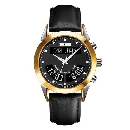 Wahran Muslim Prayer Watch with Leather Strap and Azan Alerts