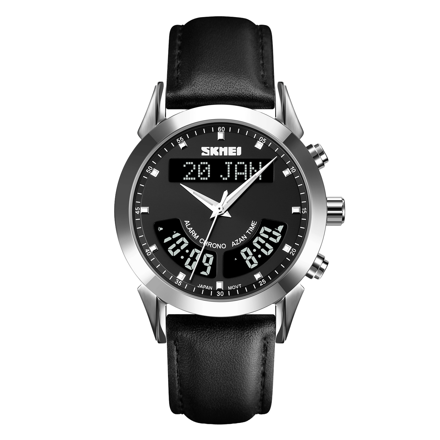 Wahran Muslim Prayer Watch with Leather Strap and Azan Alerts