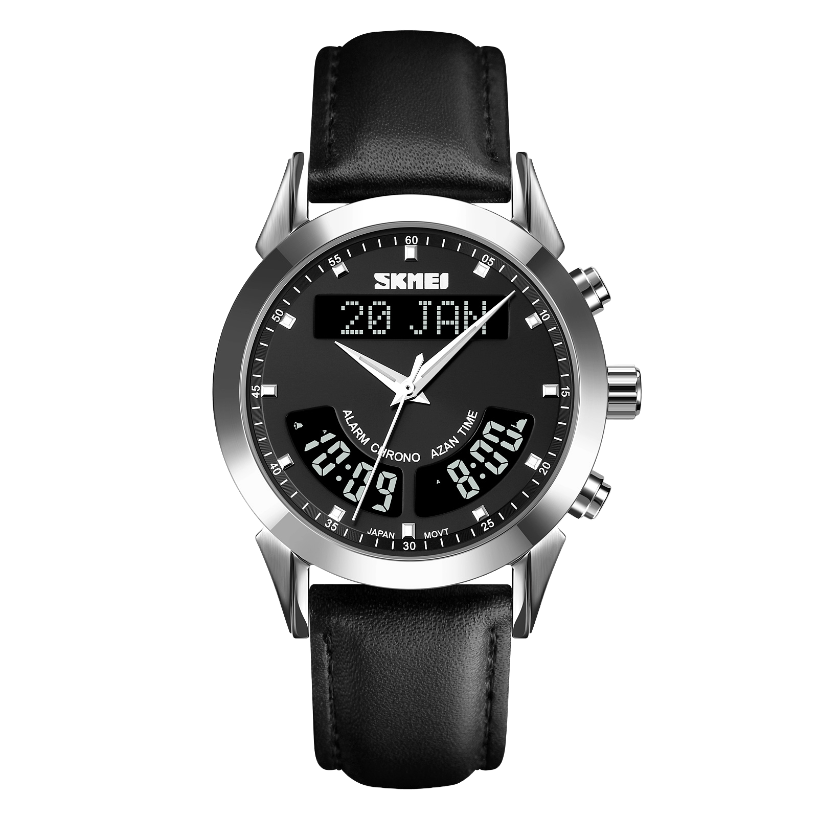 Wahran Muslim Prayer Watch with Leather Strap and Azan Alerts