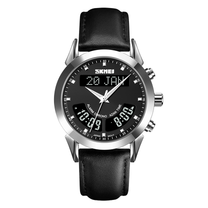 Wahran Muslim Prayer Watch with Leather Strap and Azan Alerts