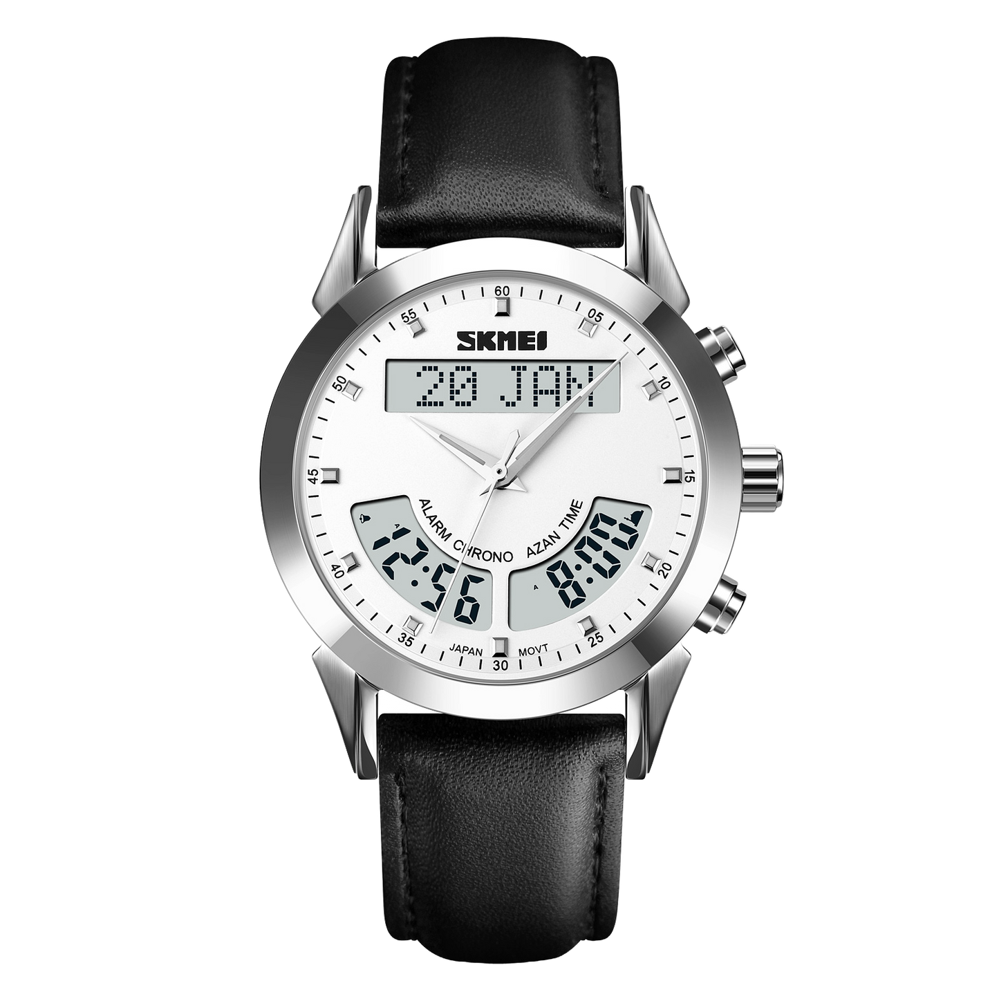 Wahran Muslim Prayer Watch with Leather Strap and Azan Alerts