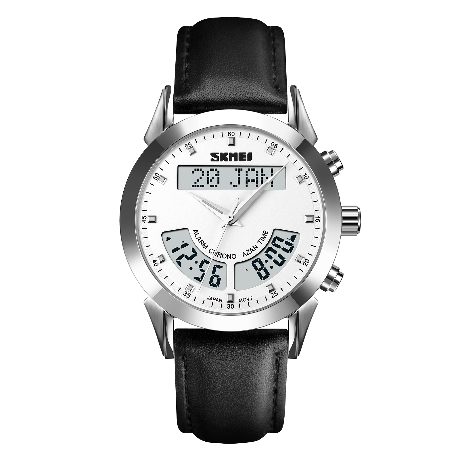 Wahran Muslim Prayer Watch with Leather Strap and Azan Alerts